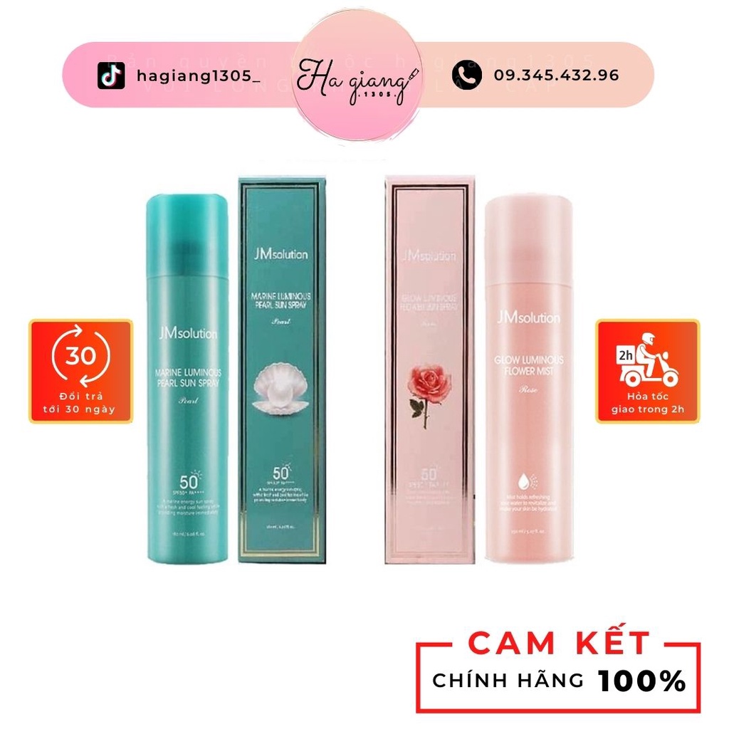 Xịt Chống Nắng Toàn Thân Jm Solution Spf 50 PA++++ nâng tone, dưỡng ẩm cho da chiết xuất từ ngọc trai và hoa hồng