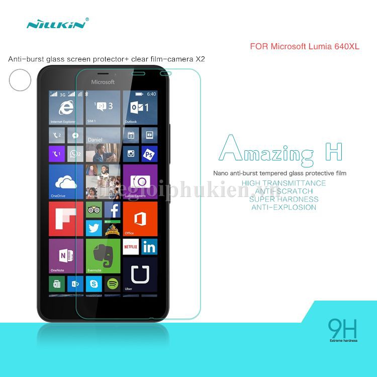 Tấm dán kính cường lực Lumia 640 /  Lumia 640 XL chính hãng Nillkin, chống xước, chống vỡ - Giá rẻ