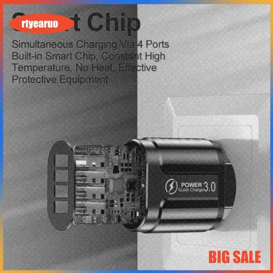 Củ Sạc Nhanh Qc3.0 4 Cổng Usb Có Đèn Led