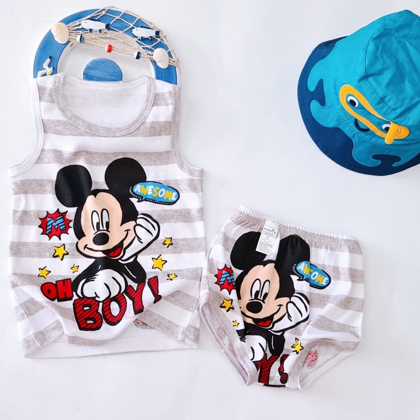 Đồ Bộ Bé Trai Set Áo Ba Lỗ Kèm Quần Disney Cho Bé Trai 1-4 Tuổi S1165