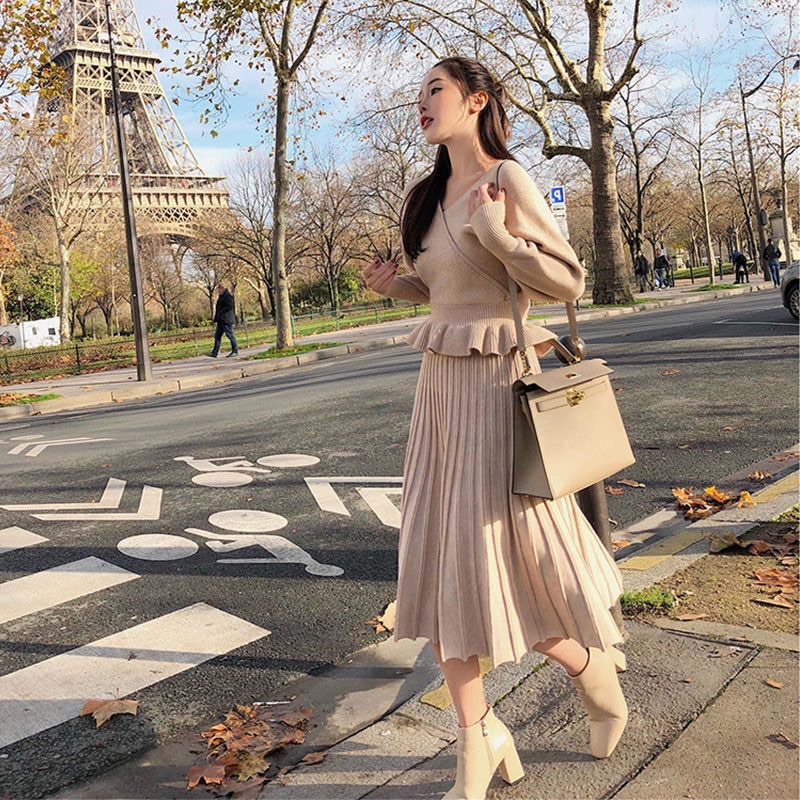 Set váy len Pepplum