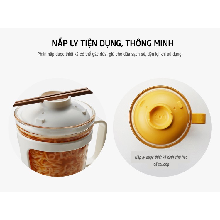 Ly Úp Mỳ Nấu Mỳ Thủy Tinh Chịu Nhiệt Lock&amp;Lock Easy Cook Ramen Cup LLG480 [550ML]