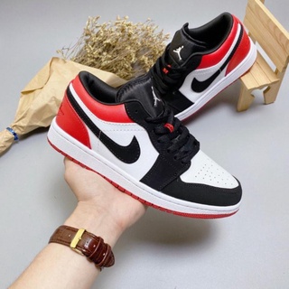 Giày jordan cổ thấp nam nữ, giày sneaker jd1 đỏ đen cổ thấp thời trang cao cấp hottrend 2022