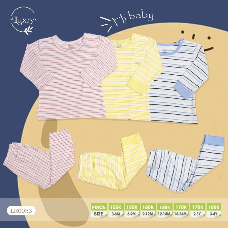 Luxry- Bộ dài cài vai kẻ sọc vải sợi tre cao cấp cho bé