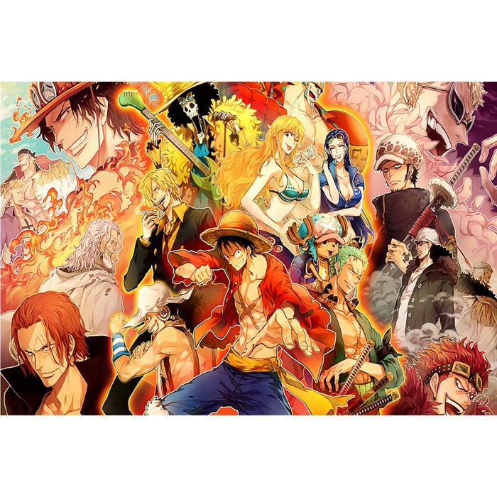 Thảm treo tường, thảm trang trí hình one piece, Tranh vải decor phòng tặng kèm móc treo và miếng dán giá rẻ