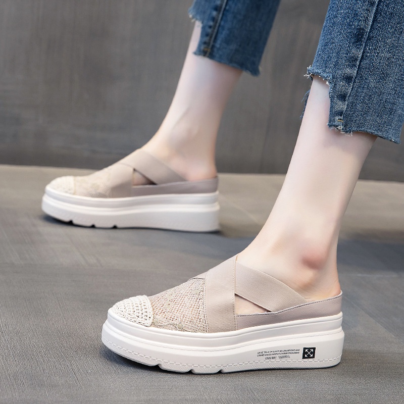 Giày Lười Đế Xuồng Tăng Chiều Cao Chống Trượt Thoáng Khí Phối Ren Phong Cách Mới Dành Cho Nữ 2021 | BigBuy360 - bigbuy360.vn