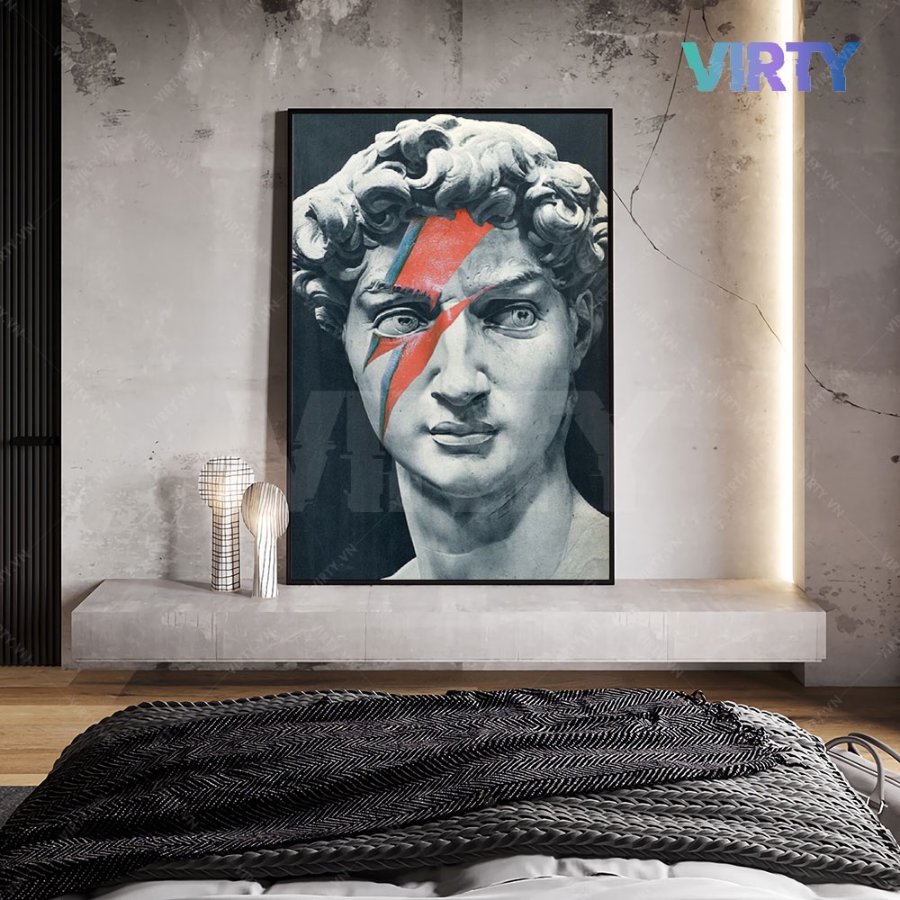 Tranh treo tường điêu khắc trừu tượng SCULPTURE 2 kèm khung composite VIRTY Tranh Canvas decor phòng ngủ, phòng làm việc