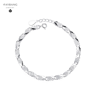 Lắc tay mạ vàng trắng hình cỏ bốn lá đính đá thời trang cho nữ