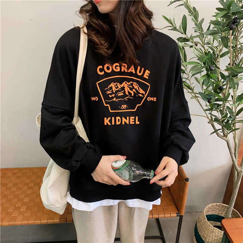 IELGY    Áo sweater Mỏng Cổ Tròn Dáng Rộng Phong Cách Hàn Quốc Cho Nữ