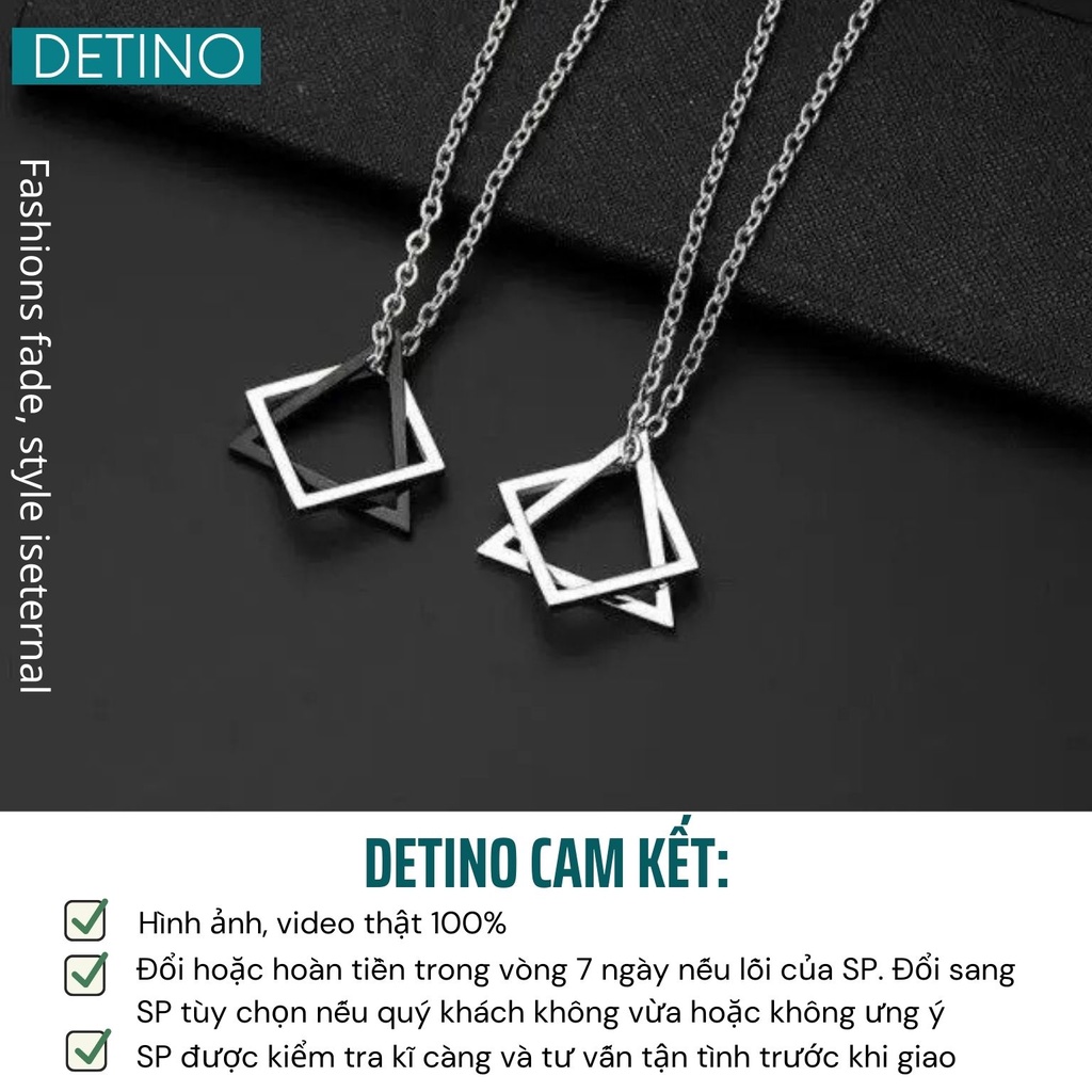 Dây chuyền nam màu bạc vòng cổ nam nữ titan unisex hiphop hình tam giác đen kết hợp hình vuông DETINO DC02