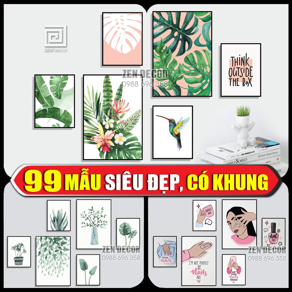 Tranh treo tường siêu CUTE có khung nổi, chất liệu vải Canvas nhập khẩu