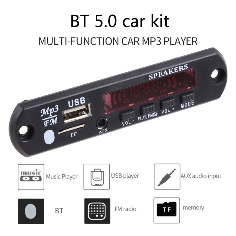 Mô Đun Giải Mã WMA Không Dây Bluetooth USB TF FM Radio MP3 Cho Xe Hơi Kèm Điều Khiển Từ Xa
