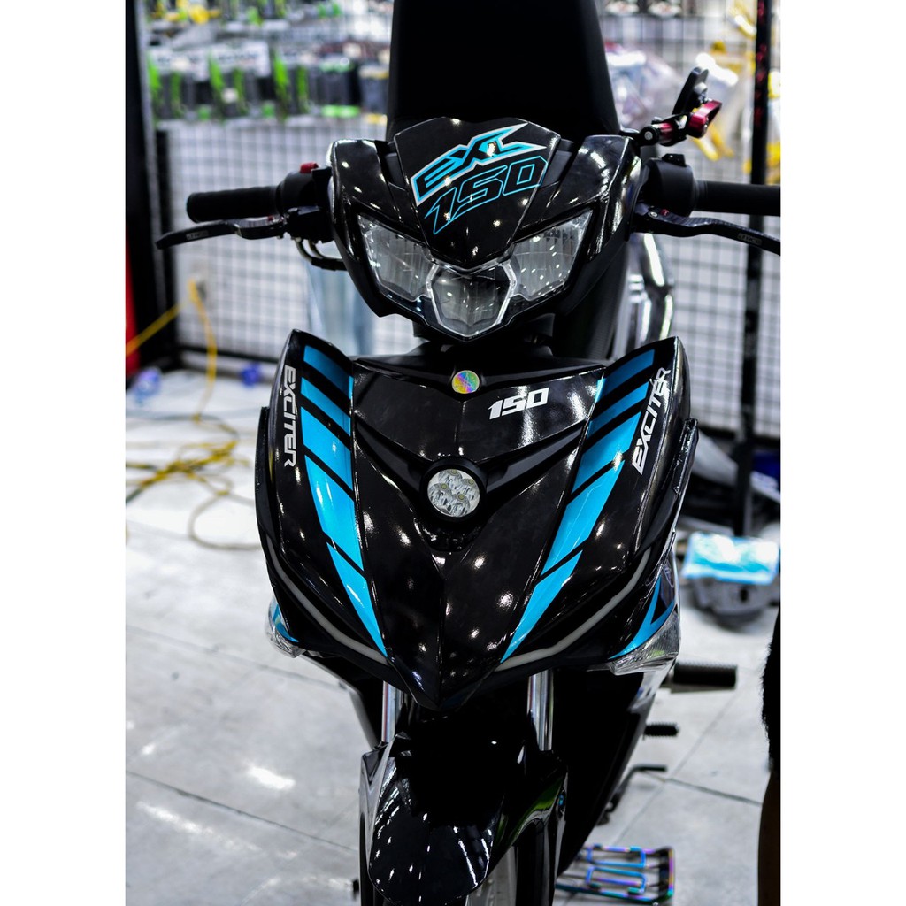 Tem trùm exciter 150, tem rời exciter 150 exc xanh dương đen màng bóng