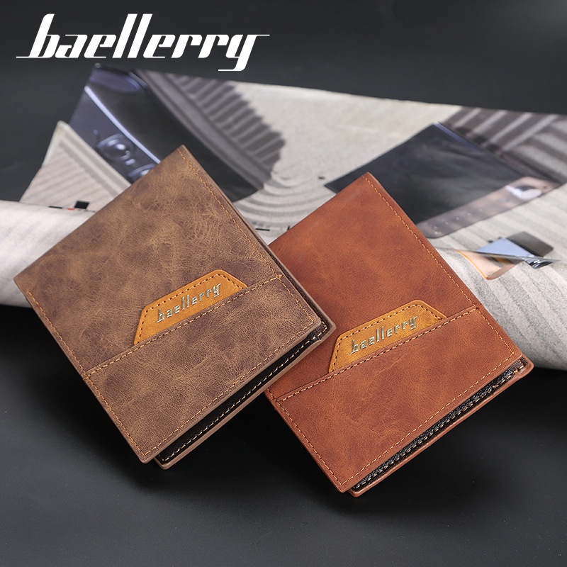 Ví BAELLERRY Da Cho Nam Dạng Gập Hai Ngăn