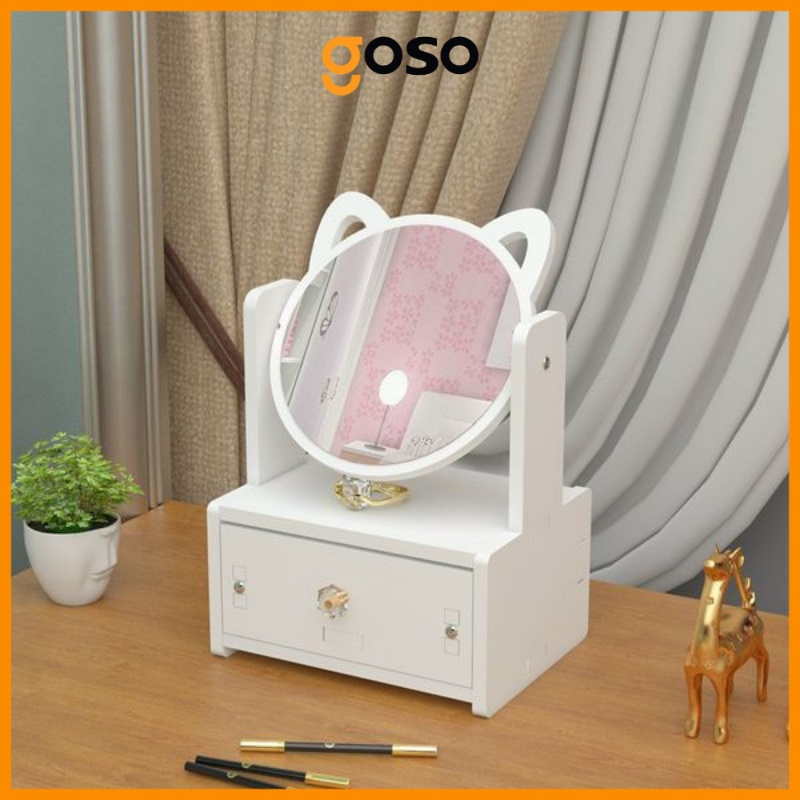 [GOSO] Kệ Đựng Mỹ Phẩm Có Gương Tai Mèo (1 Ngăn)