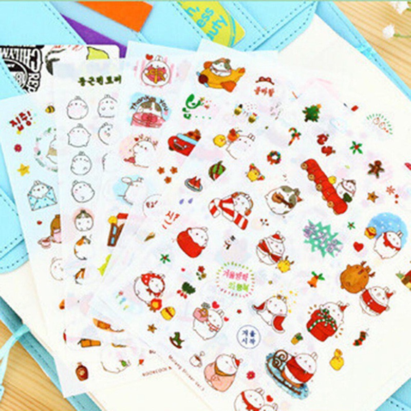 6Pcs / Set Rolling Rabbit Transparent Sticker Washi Scrapbook Sticker