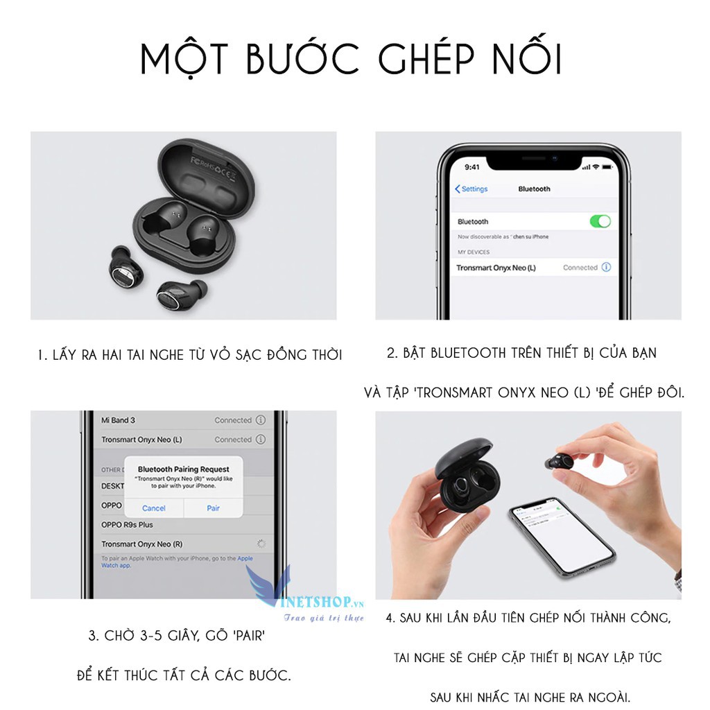 Tai nghe Bluetooth không dây Tronsmart Spunky/Neo/Ace công nghệ hủy tiếng ồn cao cấp -Headphone Store