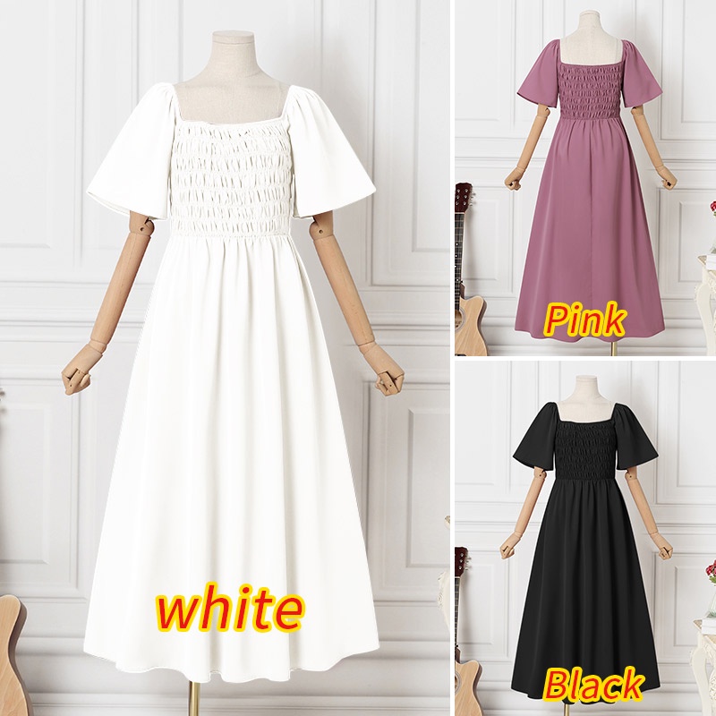 Zanzea Đầm Dài Cổ Vuông Tay Ngắn Phong Cách Hàn Quốc Tinh Tế Thời Trang Cho Nữ