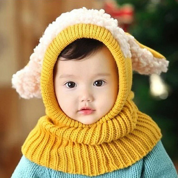 Mũ len tai lông cừu cho bé