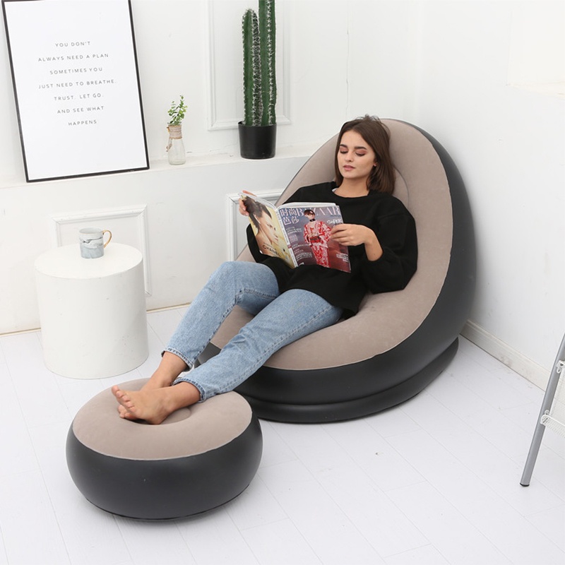 Ghế Hơi Tựa Lưng Bọc Nhung Mềm Mịn Êm Ái - Ghế Sofa Hơi Kèm Miếng Vá