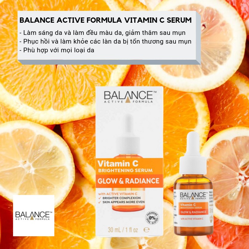 [HÀNG CHÍNH HÃNG] Tinh Chất Làm Sáng Da Balance Vitamin C Brightening Serum Glow &amp; Radiance 30ml