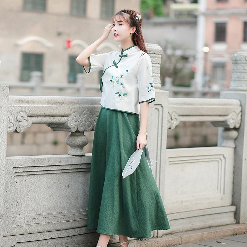 Đồ Hán Phục cách tân che bụng kiểu phương Tây phong cách mùa xuân
