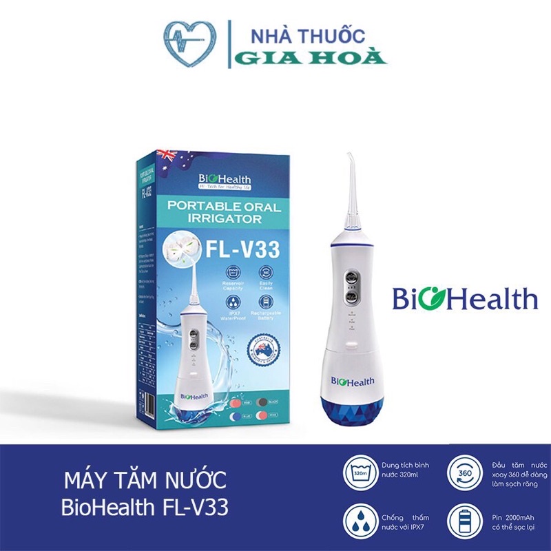 Máy tăm nước Biohealth FL-V33 giúp vệ sinh, làm sạch răng miệng hiệu quả và dễ dàng