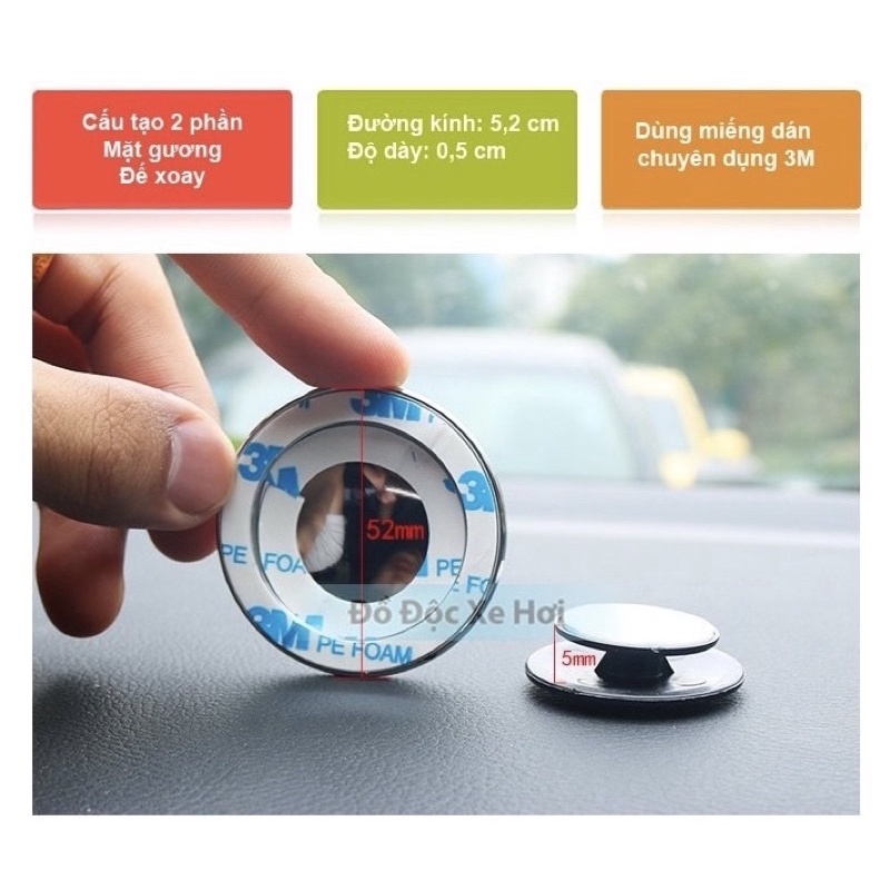 Bộ 2 Gương cầu lồi gắn kính hậu ô tô xoay 360 xóa điểm mù, chống thấm nước | BigBuy360 - bigbuy360.vn