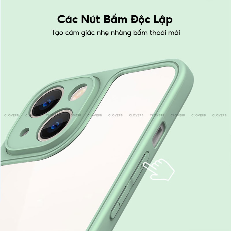 Ốp Lưng Nhám Chống Bám Vân Tay HENYOU Slim Case Cloverb Viền Màu Chống Trầy Xước Bảo Vệ Camera Cho iP 13 12 11 Pro Max
