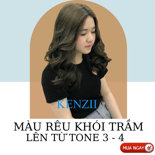 Thuốc Nhuộm Tóc Màu Rêu Khói Trầm  Tặng Trợ Nhuộm   Kenzii Lên Từ Tone 3 - 4 ( Thuốc Nhuộm Tóc Rêu )