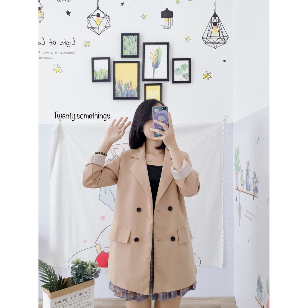 ÁO BLAZER NÂU ẤM 2 LỚP STYLE ULZZANG HÀN QUỐC (ảnh thật/sẵn/có video) | BigBuy360 - bigbuy360.vn