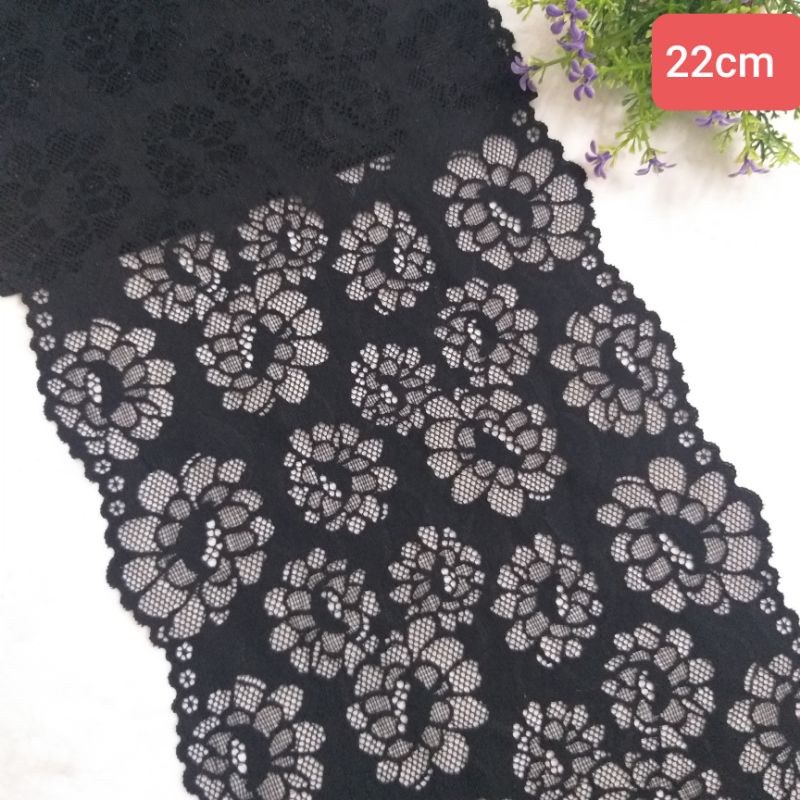 Ren thun màu đen, nhiều mẫu , may nội y , bản 12 cm đến  23 cm