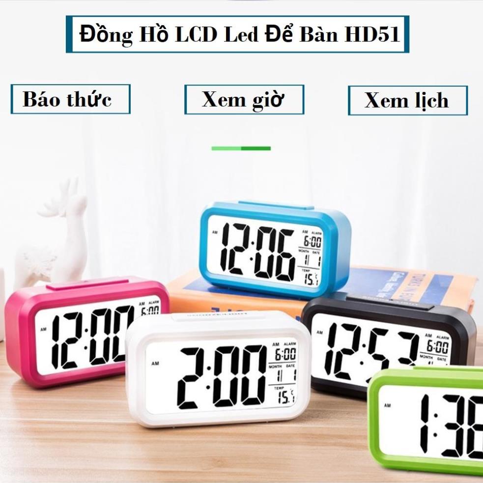 Đồng Hồ LCD Led Để Bàn HD51-HL1010 Cao Cấp, Tiện Ích 4 trong 1