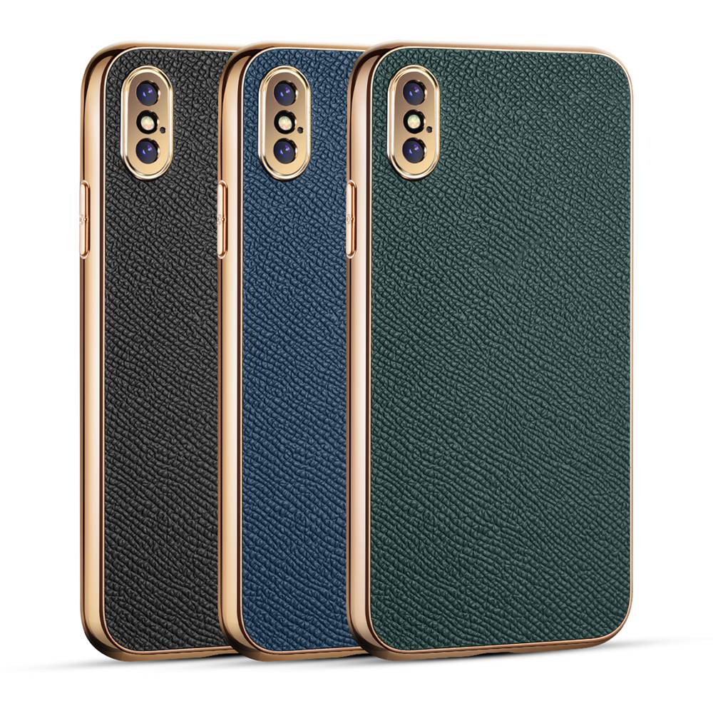 Ốp Điện Thoại Da Phối Da Mạ Vàng Sang Trọng Cho iPhone XR X XS Max XR