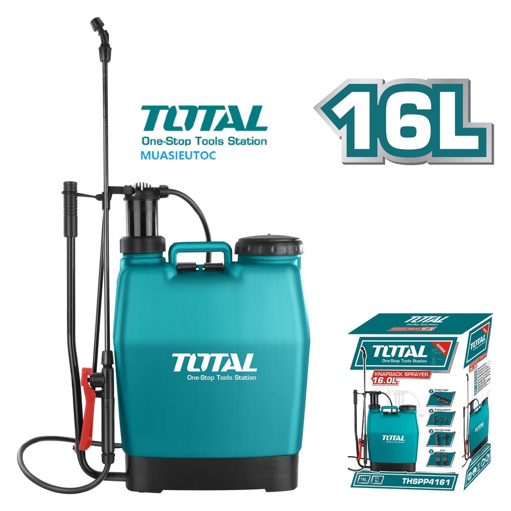 Bình xịt thuốc 16L lít Total THSPP4161 chuyên phun nước sương xịt khử khuẩn, khử trùng, trừ sâu, tưới vườn cây