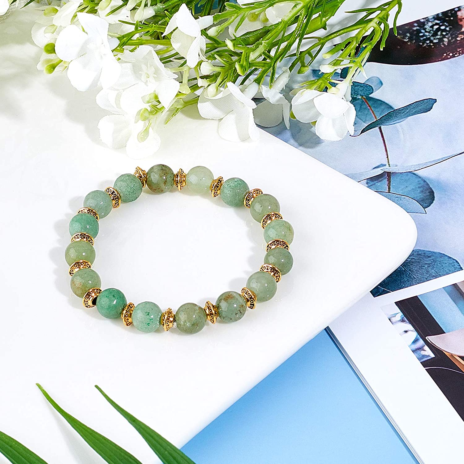 Set 141 Hạt Đá Aventurine 8mm Màu Xanh Lá Tự Nhiên Dùng Làm Trang Sức