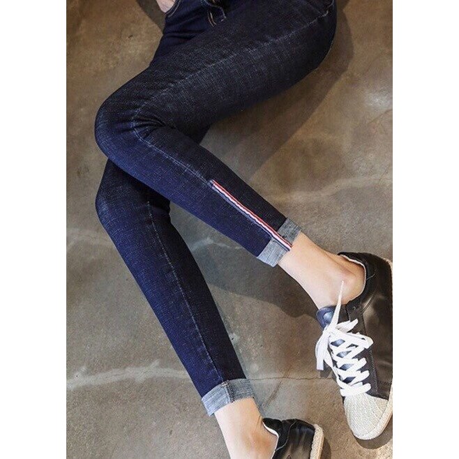 Quần jeans nữ dài xanh xước viền lai MS 280 | BigBuy360 - bigbuy360.vn