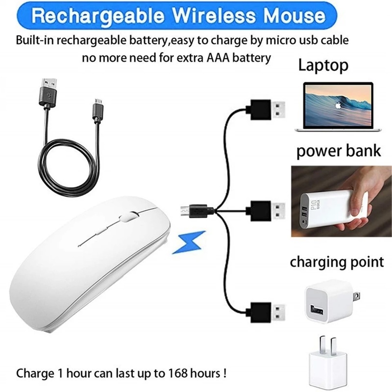 Chuột không dây kết nối bluetooth không ồn sạc lại được tiện lợi dành cho máy tính xách tay máy tính bàn