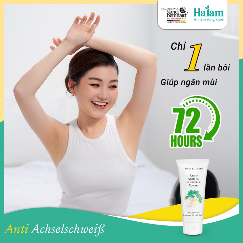 Kem khử mùi hôi nách Anti Perspiration tràm trà giúp kiểm soát mùi, mồ hôi [Chính hãng Sanct Bernhard - CHLB Đức] 100ml