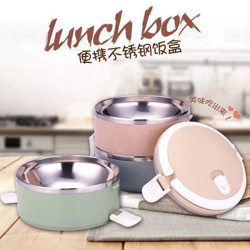Cặp lồng 2 tầng ruột inox - Cặp lồng cơm lúa mạch ruột inox 2 tầng - Hộp cơm ăn trưa 2 tầng (Màu Ngẫu Nhiên)