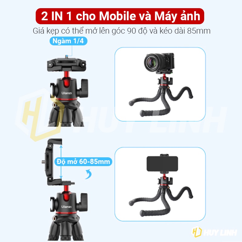 Chân máy Tripod Ulanzi MT 33 mẫu mới nhất 2022 - Đầu bi xoay 360 độ tải trọng 2Kg