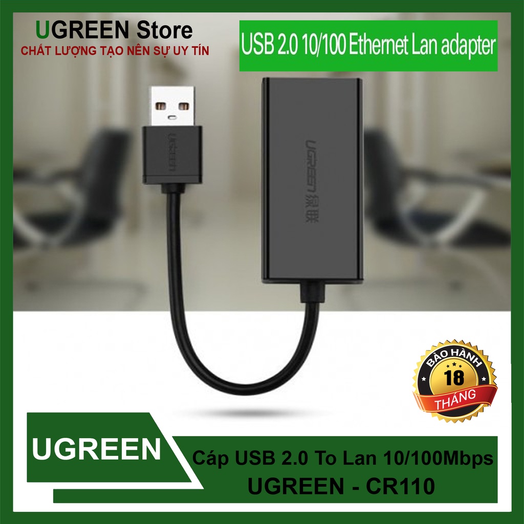 Bộ Cáp Chuyển USB 2.0 Ra  LAN 10/ 100Mbs UGREEN CR110 Cao Cấp