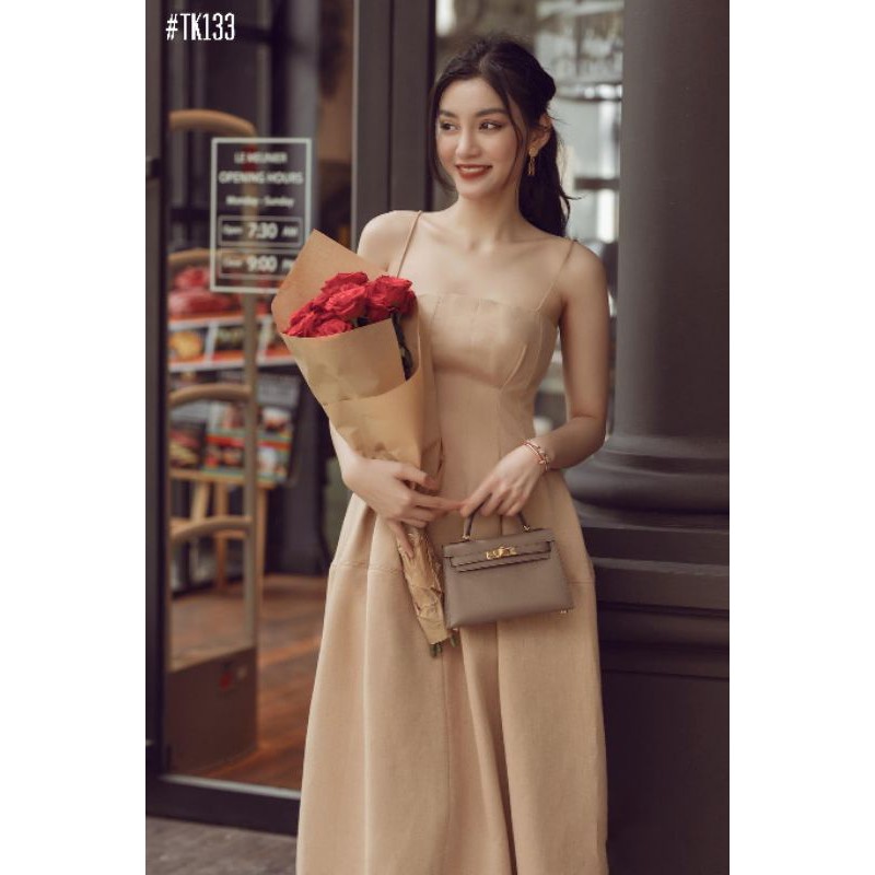 Đầm đen-nude 2 dây xòe phồng(KÈM ẢNH SHOP CHỤP) đầm dự tiệc | BigBuy360 - bigbuy360.vn