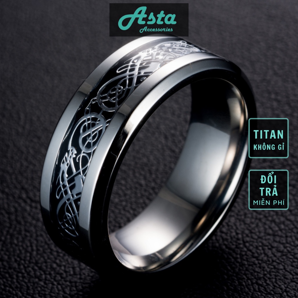 Nhẫn nam nữ tròn Asta Accessories màu bạc thời trang chất Titan đẹp đơn giản không gỉ - Nhẫn Messy