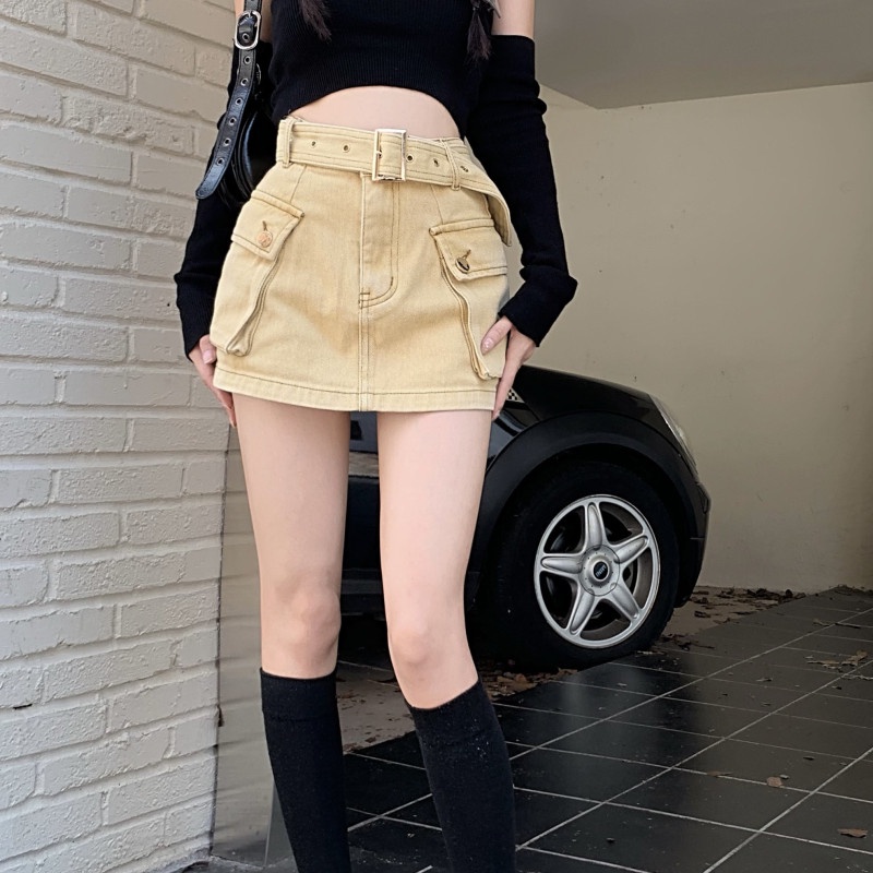 Chân Váy Denim Lưng Cao Dáng Chữ a Thời Trang Mùa Hè Quyến Rũ Cho Nữ