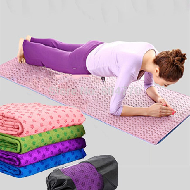 Khăn trải thảm tập yoga(tặng kèm túi đựng) phủ hạt cao cấp chống trơn trượt bám siêu dính nhiều màu lựa chọn