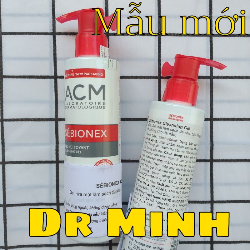 Sữa rửa mặt Acm Sebionex cleansing gel 200ml dành cho da mụn, da nhờn