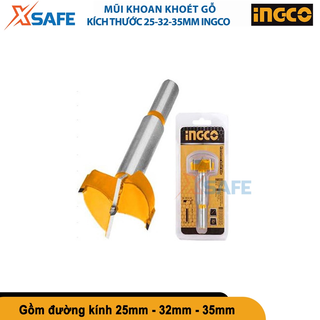 Mũi khoan INGCO dùng khoét gỗ có đường kính từ 25-35mm, chất liệu hợp kim [chính hãng] [xsafe]