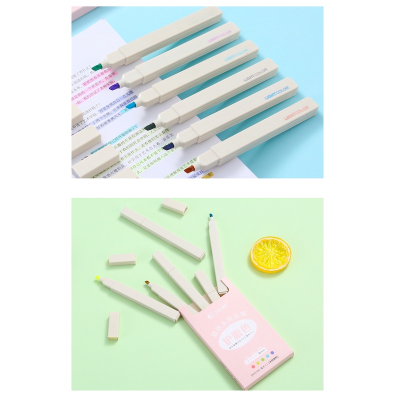 Bộ bút highlight 6 chiếc, bút đánh dấu nhiều màu sắc RB06