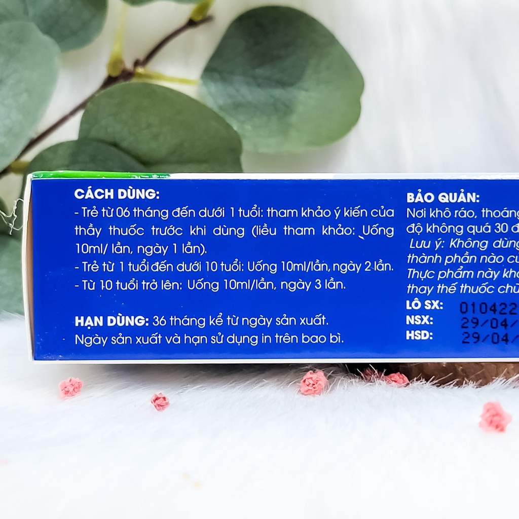 Siro bổ sung Canxi K2 D3 phát triển chiều cao và xương chắc khoẻ cho bé Sadipha Calcicool Siro hộp 20 ống